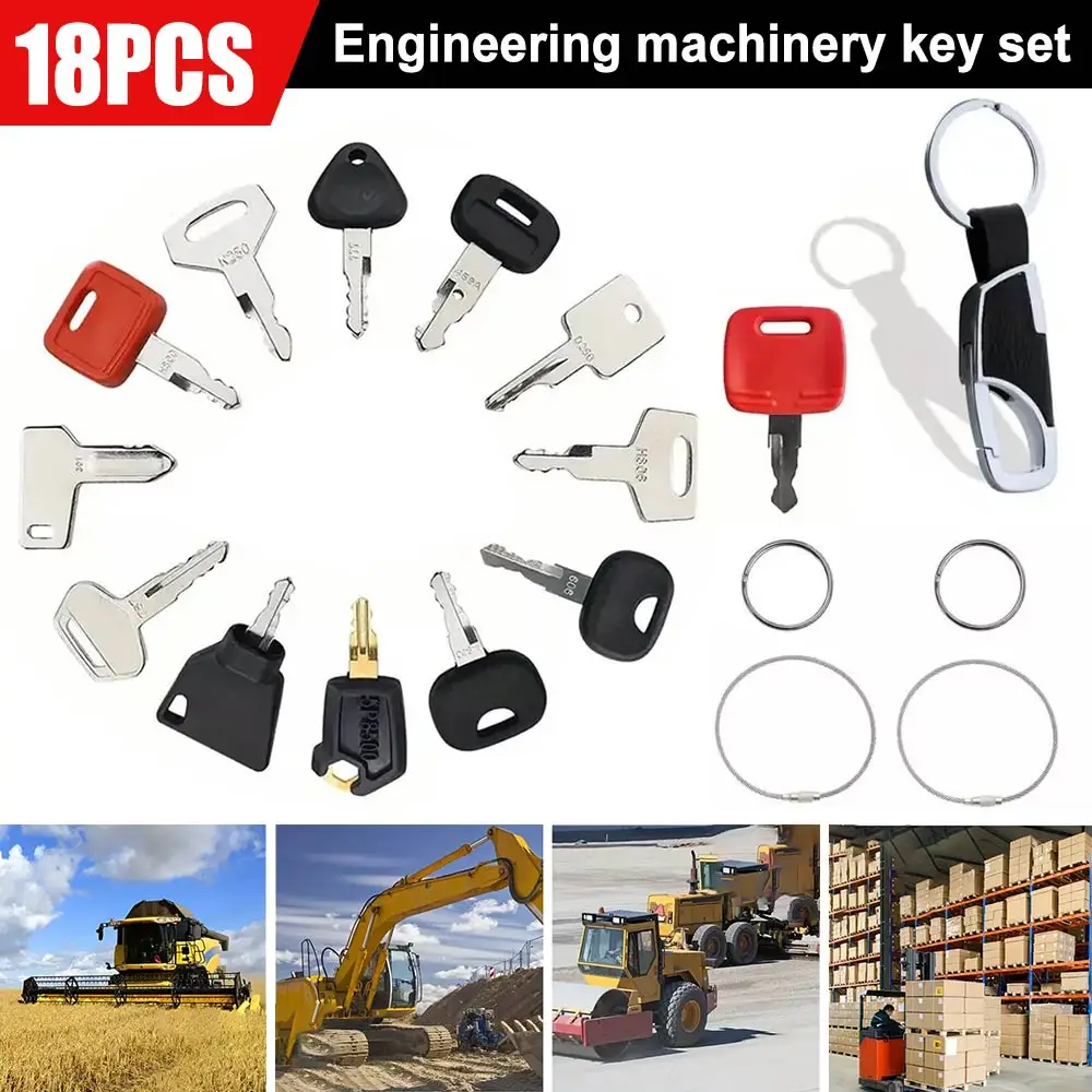 42 Stück/18 Stück Baumaschinen-Schlüsselsatz + 2 Stück Drahtring + 2 Stück kleiner Schlüsselanhänger Schwerer Ausrüstungsbau-Zündschlüssel – Detail 10