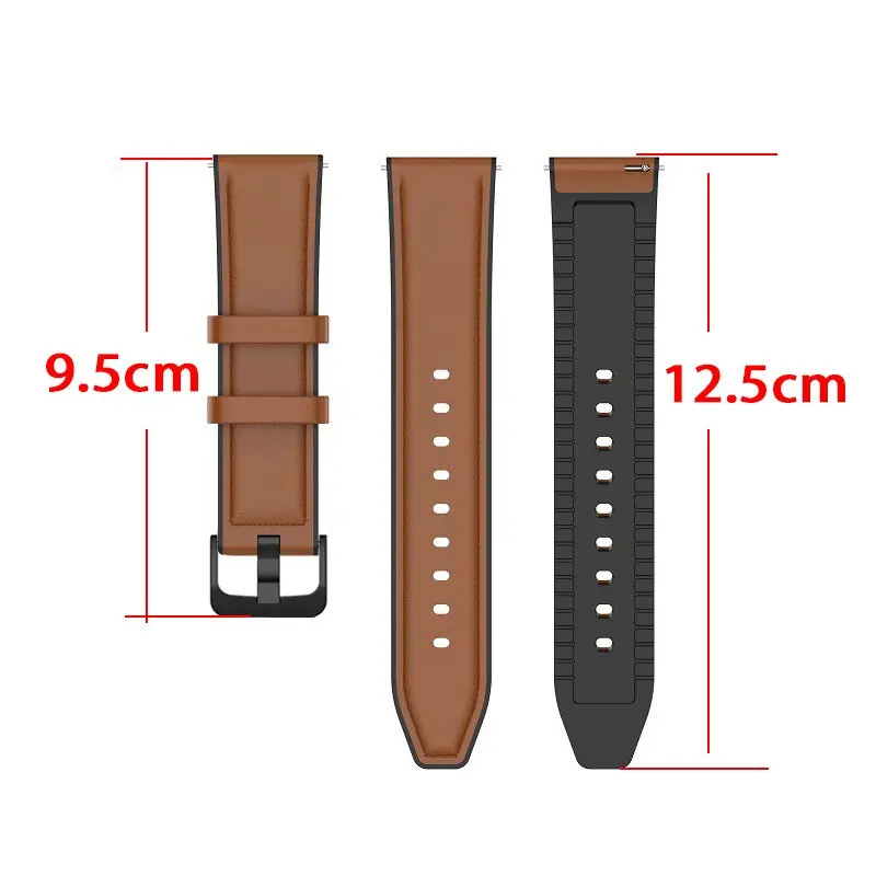 Elegant Leather-Silicone Hybrid Watch Strap Band