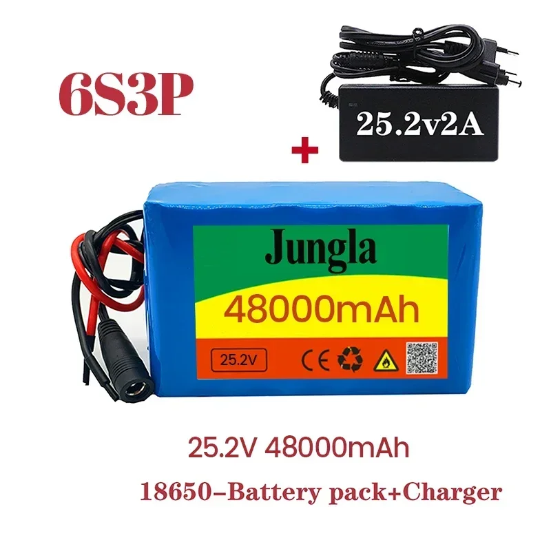 

High Quality 24 V 18650 Lithium Ion Battery+charger 6S3P 25.2V 48000mAh Electric Bicycle Moped Motorcycle