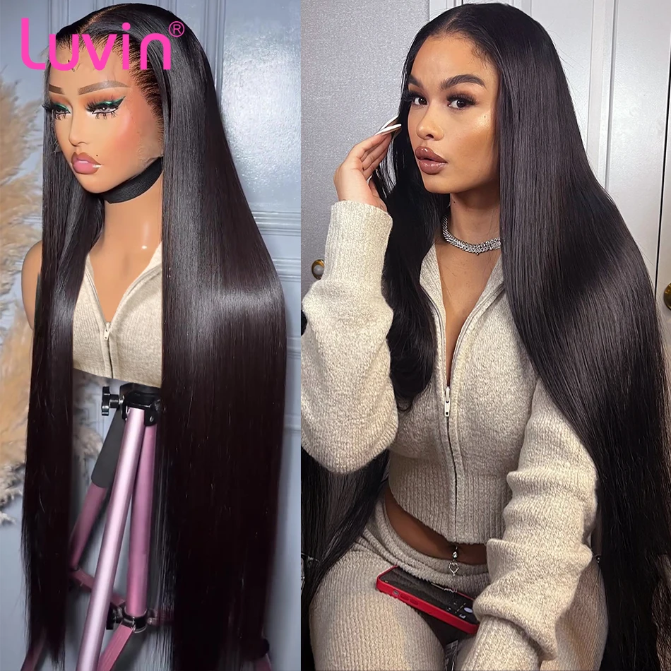 30 Inch HD Transparent Straight 13x4 13x6 Lace Front Human Hair Wigs 250% Remy Brazilian 5x5 Closure Wig For Women
