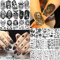 60 Sheets Ferocious Lion Tiger Temporary Tattoos For Men Women Arm Neck Devil Skull Tattoo Black Wolf Dragon Tatoo Small Desgin 2