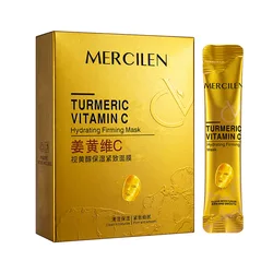 Turmeric & Vitamin C Radiance Boosting Moisturizing Mask - Infused with Retinol, Vitamin E, Plant Squalane, and Aloe Vera for Youthful, Nourished Skin - No Rinse, Easy Application, Travel - Friendly (6g x 10 pieces)