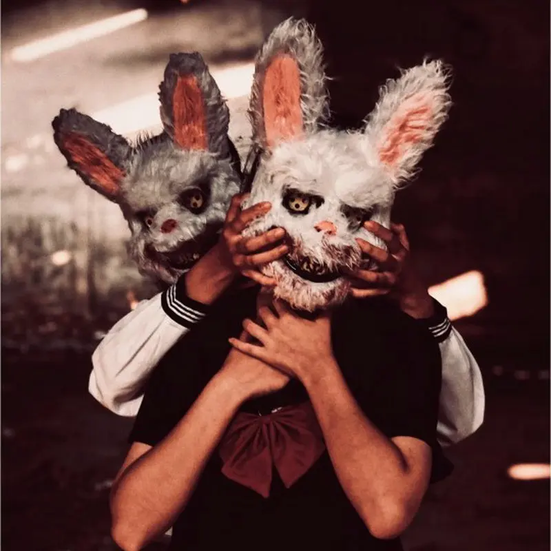 

Halloween Bloody Rabbit Horror Dress Up Mask Script Kill Horror Plush Bear Headgear Ball Party Bar Animal Show Props