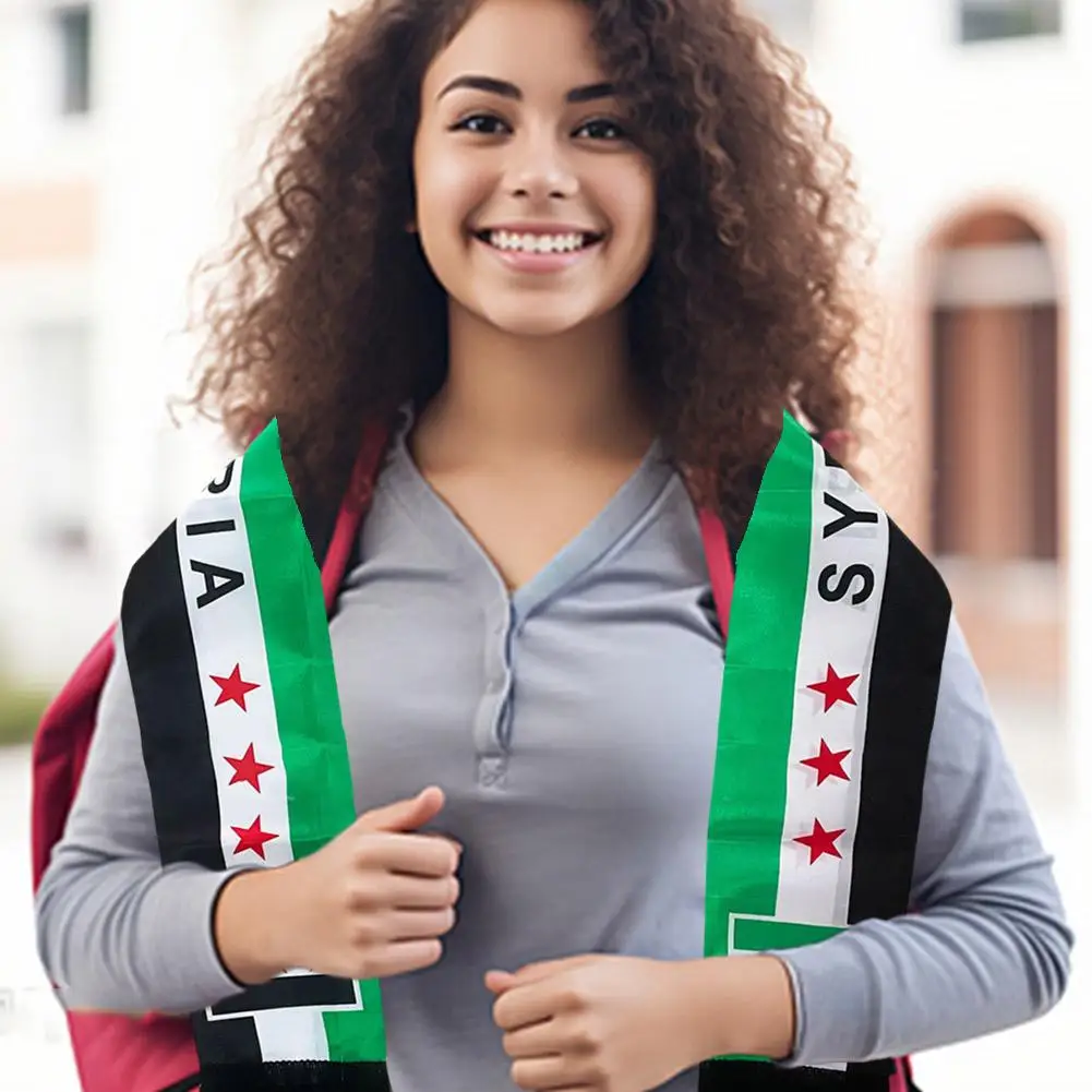 Vibrant Printing Syrian Flags Banners Scarf for Formal Event National Flags Sash Satins Flags Banners for Holiday Gathering 4