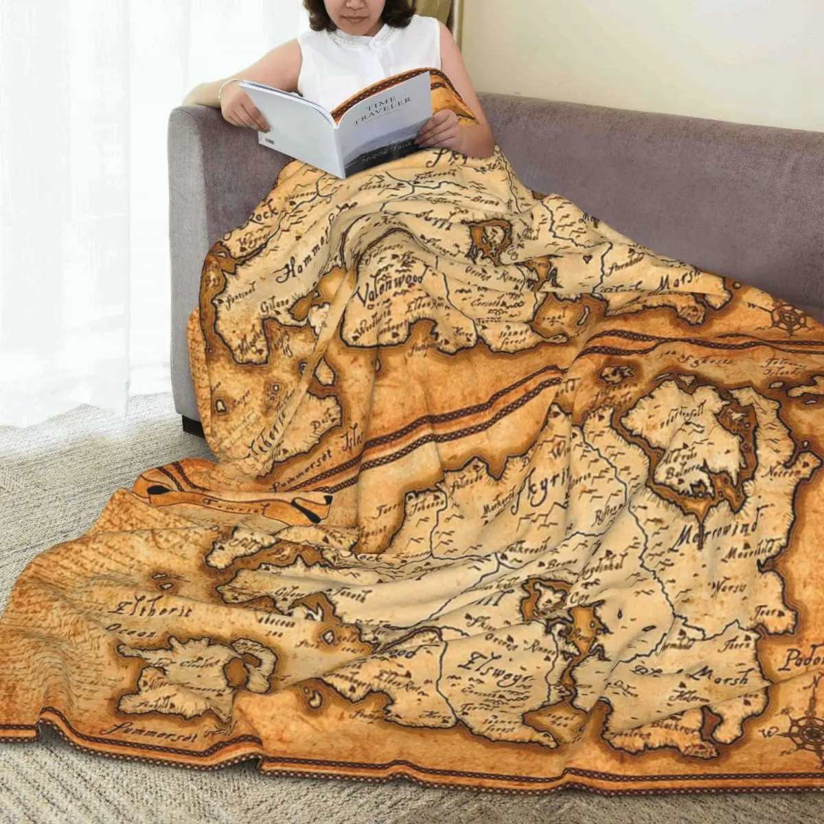 Map Of Tamriel - Elder Scrolls Iv Oblivion Blankets Flannel Super Soft Sofa Throw Blankets For Couch Bedding Throws Bedspread 5