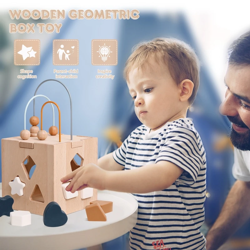 2023-baby-wooden-activity-cube-silicone-geometric-shape-blocks-early-learning-shape-sorting-box-wood-classic-developmental-toy