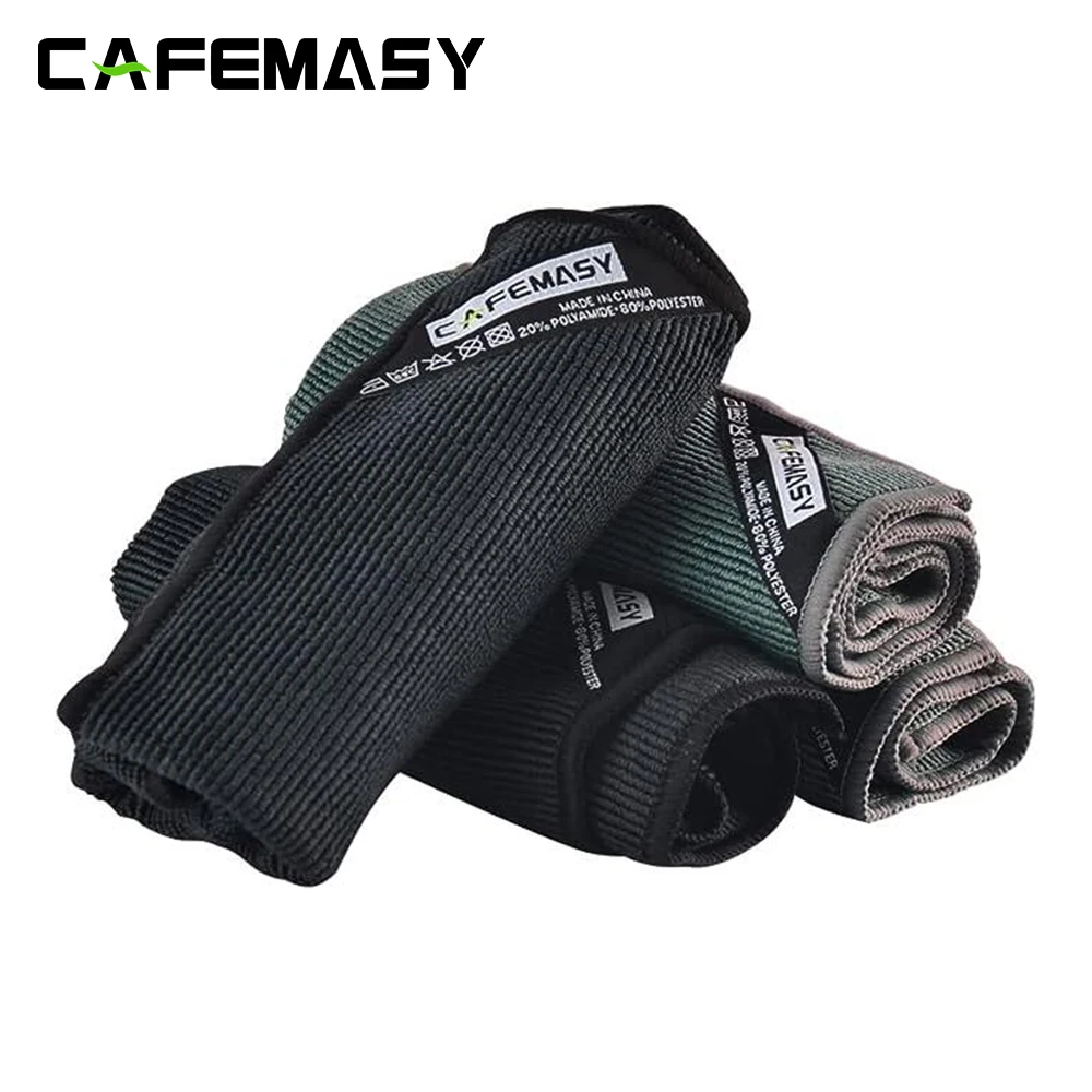 CAFEMASY Barista Cleaning Towel with-Hook Set - Pack of 2pcs Navy Microfiber Barista Cloth Towels for Coffee Bar and Kitchen Absorbent Espresso