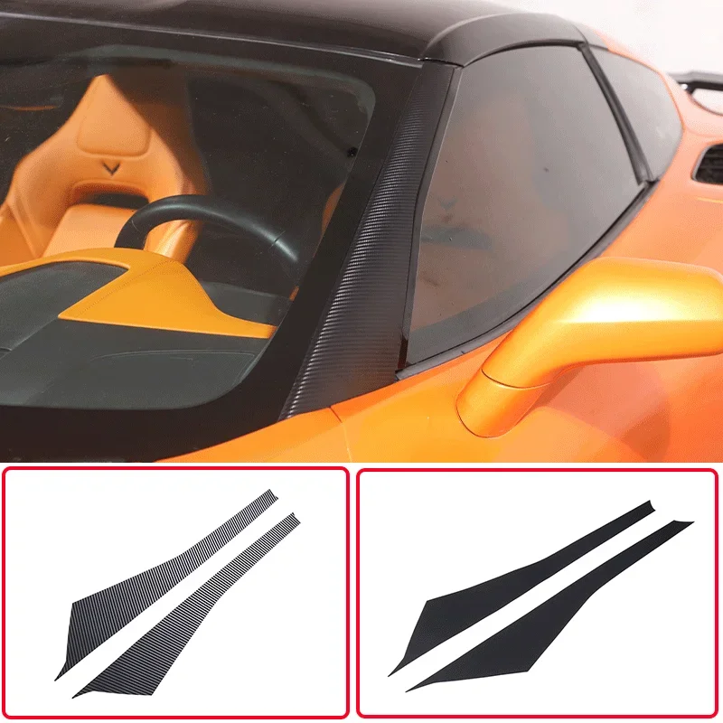 

For 2014-2019 Chevrolet Corvette C7 PVC Carbon Fiber Car Front Windshield Glass A-Pillar Trim Cover sticker Car Exterior Parts