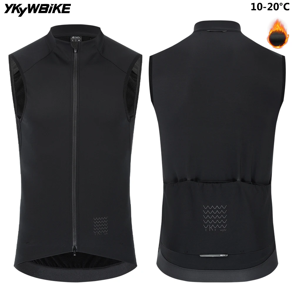 YKYWBIKE Cycling Gilet Bicycle Vest Thermal Winter Windproof 2 Way Zippers Road Bike Anti-Splash Cycling Windbreaker cycling vest cycling windbreaker