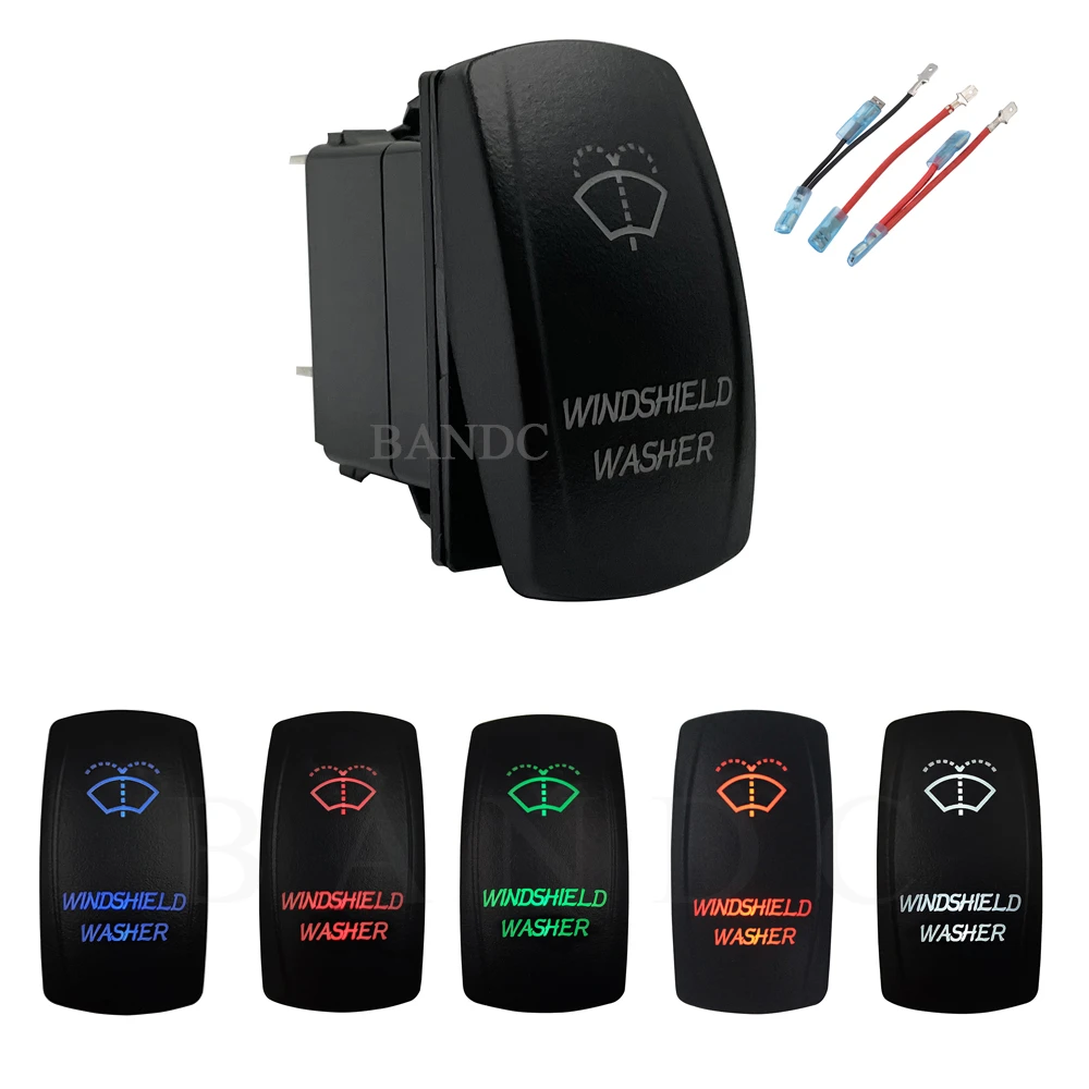 Windshield Washer Momentary Rocker Switch 5PIN (ON) OFF Washer Jet