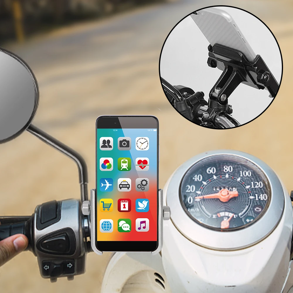 Motorcycle Holder For 4-6.6 Inch Phone Stand Dvr Tpms Gps Navigation Display Electric Bike Motorbike Accessories Aluminum Alloy