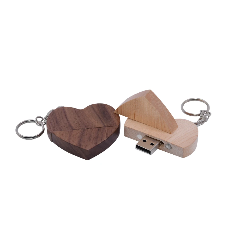 Wood Heart USB 플래시 드라이브 2.0 메모리 스틱, 64GB, 32GB, 8GB, 4GB 플래시 드라이브, USB 디스크, 결혼 선물, 사진 펜드라이브, 커스텀 로고