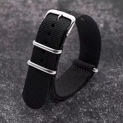 Universal Canvas Nylon Watch Strap - Premium NATO Style Wristband Bracelet - 22mm (Black)