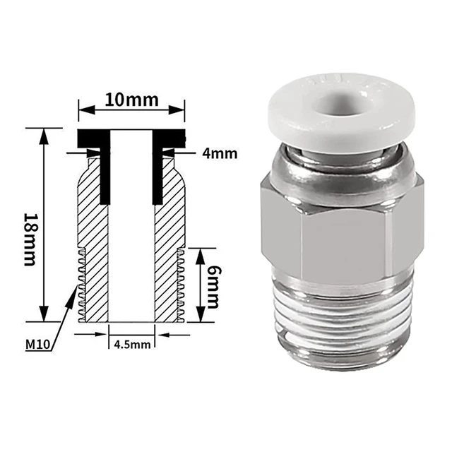 Pneumatische Anschlüsse PC4-M6 Ptfe-schlauch 3D Drucker Teile Extruder  Nylon new