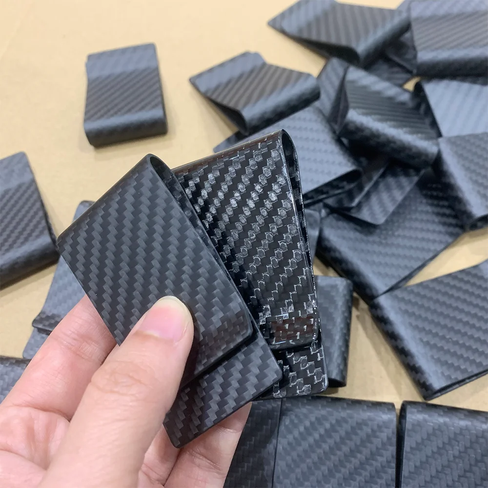 Daily Use Durable Popular Luxury Black Carbon Fiber Sim Wallet RIFD Money Clip for Men Women