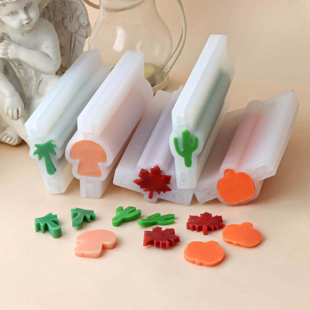 Mini Maple Leaf Soap Mold Coconut Tree Cactus Silicone Tube Mold DIY Pumpkin Mushroom Pattern Soap Candle Resin Making silicone mold,soap molds