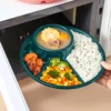 WORTHBUY Round Salad Plate Dishes Reusable Divided Dinner Plate With Fork Spoon Student Kid Food Plate Dishwasher&Microwave Safe 4