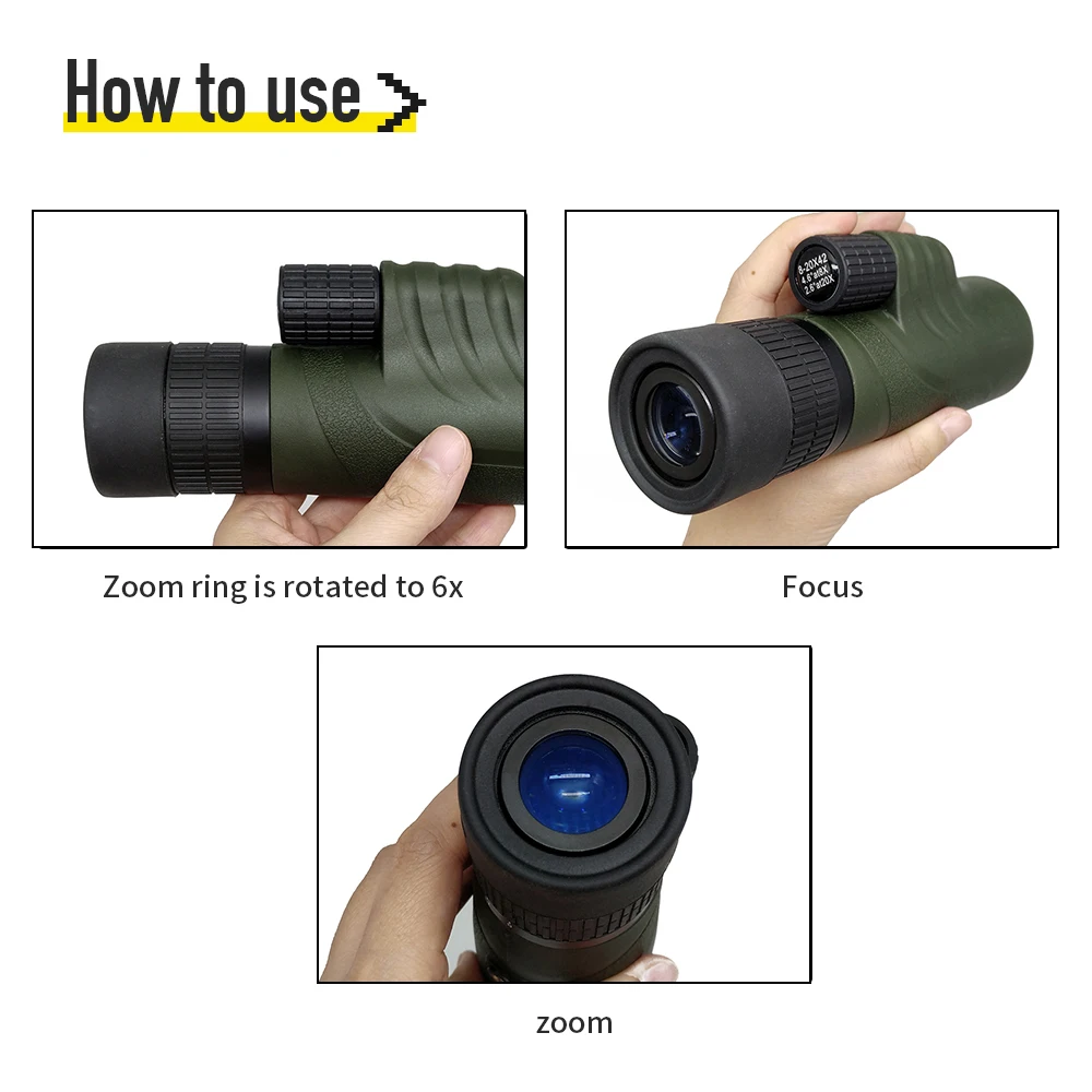 8-20x42mm 슈퍼 줌 망원경 가장 강력한 전문가용 Bak4 FMC 렌즈 HD 스타스코프 단안경