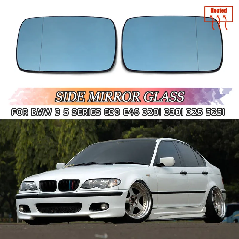 

Replacement for BMW E46 Blue Left Right Side Car Glass Heated Rearview Mirror Glass 1998-2006