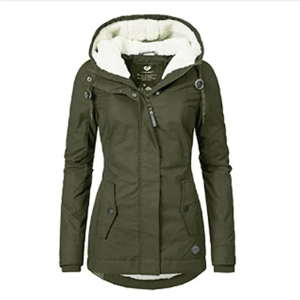 Customizable 2024 New UZZDSS Winter Women Warm Parkas Hooded Thick Plush Coats Female Mid-Long Cotton Jacket Warm Coat Outwear 6