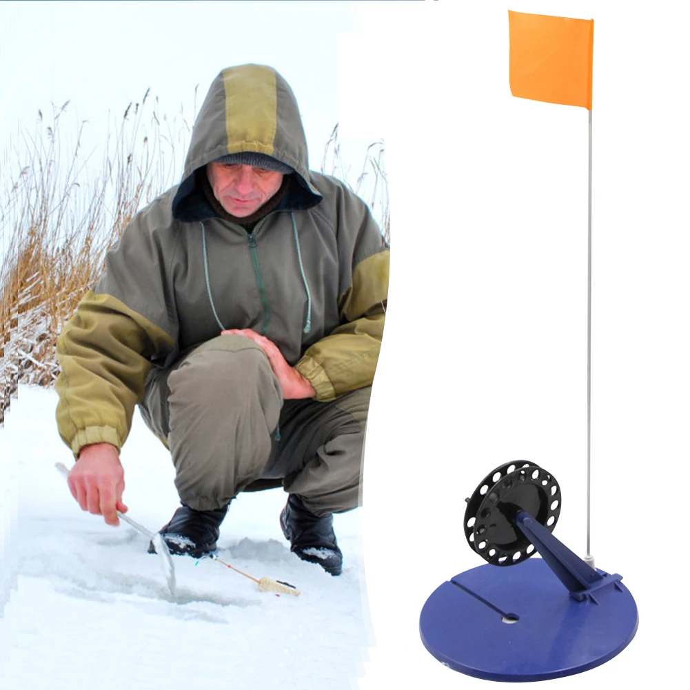 2Pcs Ice Fishing Rod Flag Portable Fishing Tackle Ice Fishing Tip-Ups with  Reel Ice Fishing Strike Indicators for Fishing Angler