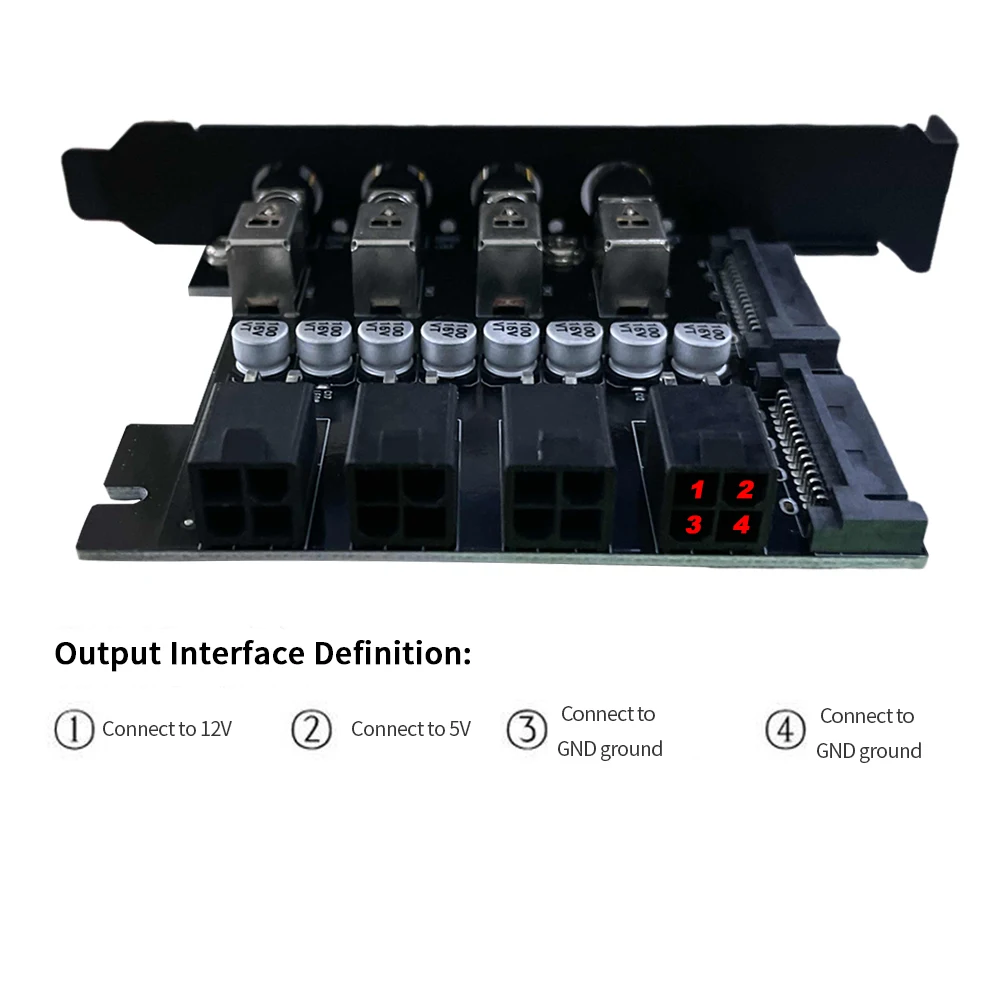 Power Expansion Card Dual Channel Hard Drive PCI Expansion Card 4 Bit Free PCI Bit Expansion with SATA Cable Power Control SSD