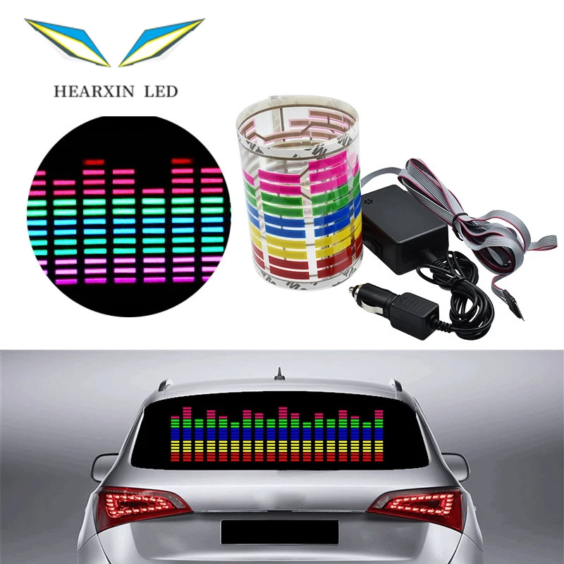 

114*30CM 90*25cm LED Car Windshield Sound Activated Equalizer Car Neon EL Light Car Music Rhythm Flash Lamp Sticker Styling
