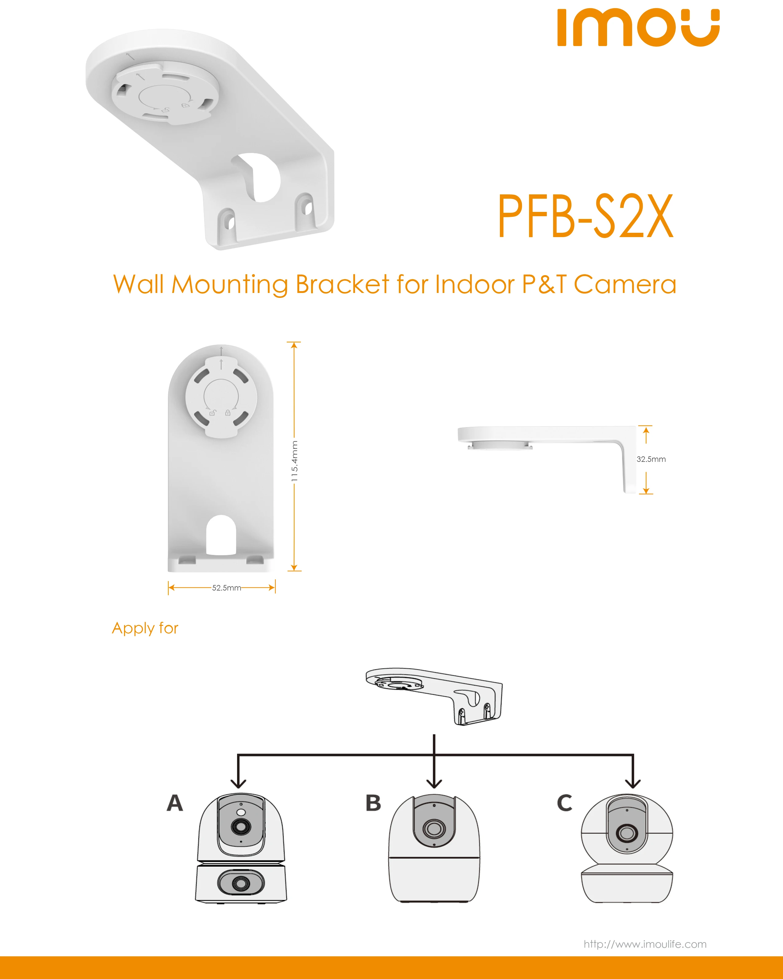 IMOU PFB-S2X Wall Mount Bracket for Ranger Serie Ranger Dual,Ranger 2C,Ranger RC,Ranger 2 Indoor Camera 3