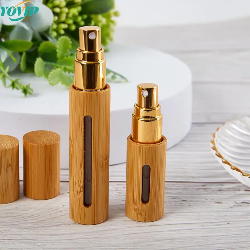 1Pc 5ml 10ml 대나무 나무 병 향수 빈 스프레이 리필용 병 컨테이너 메이크업 물 분무기 병 여행용 병