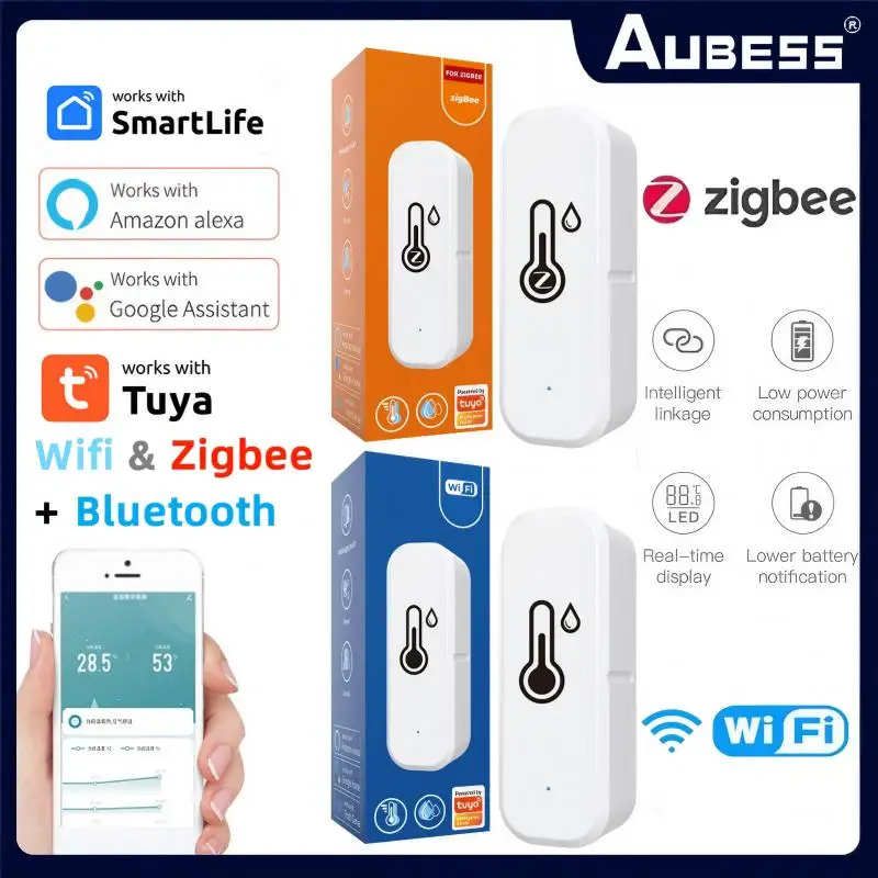 

Tuya ZigBee/WiFi Temperature Humidity Sensor Remote Control Thermometer Compatible With Alexa Google Assistant Smart Life