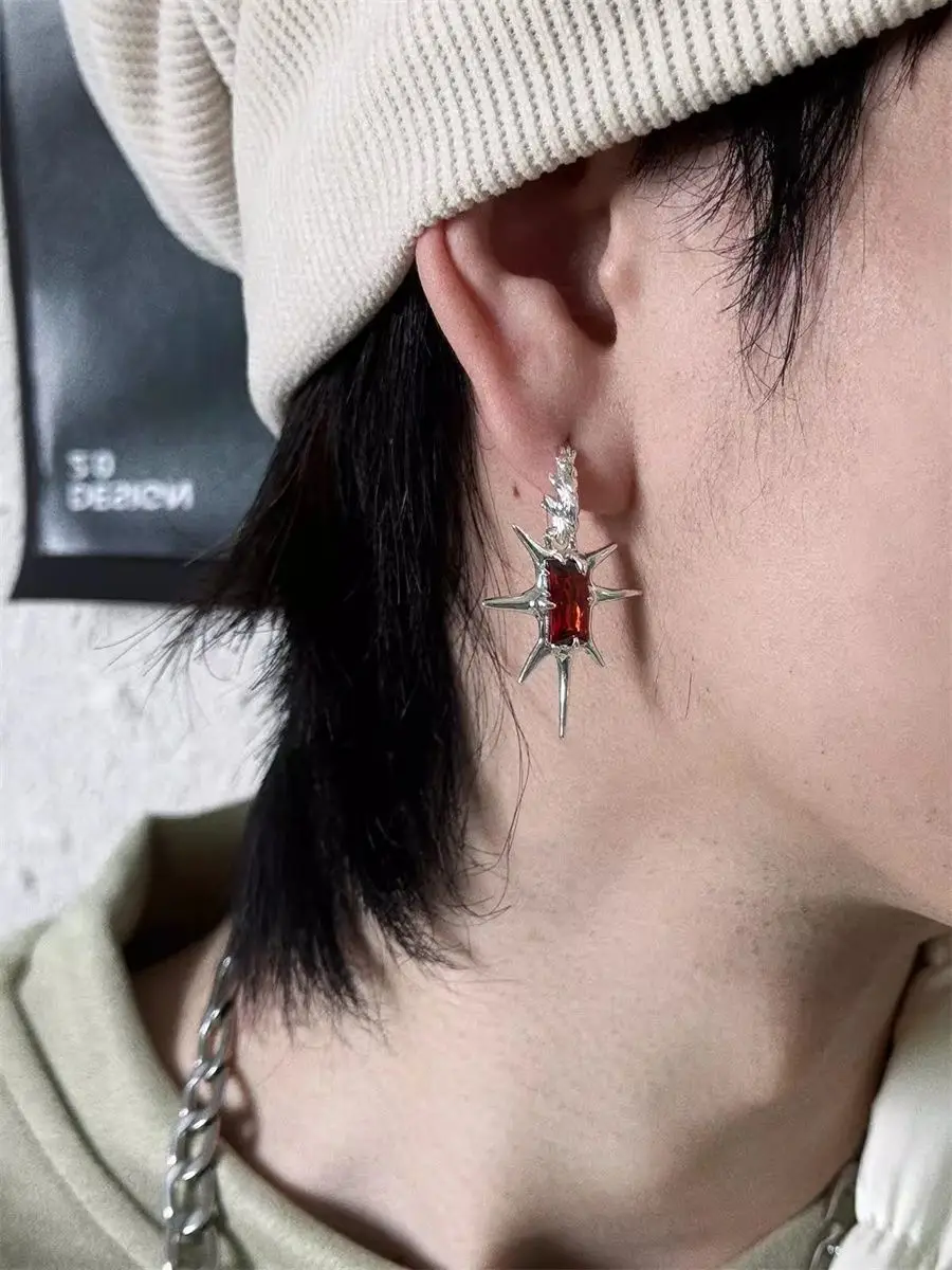 Punk Sweet Cool Diablo Liquid Gem Earrings Original for Men and Women Street High end Luxury Charm Jewelry Trend