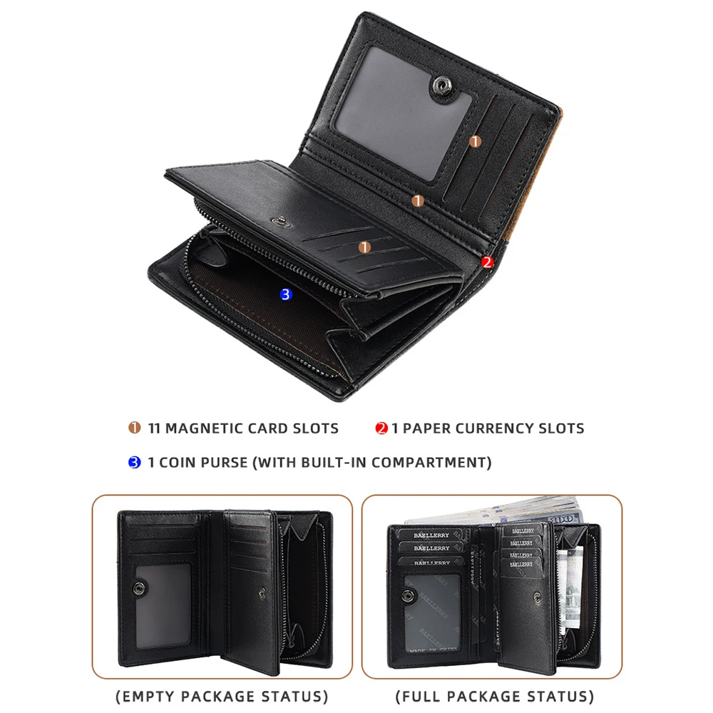 1Pcs Large-Capacity Men's Long Wallet with Multiple Card Slots + Bill Compartment + Zippered Coin Pocket, Business Multifunctional Wallet, Practical Men's Gift