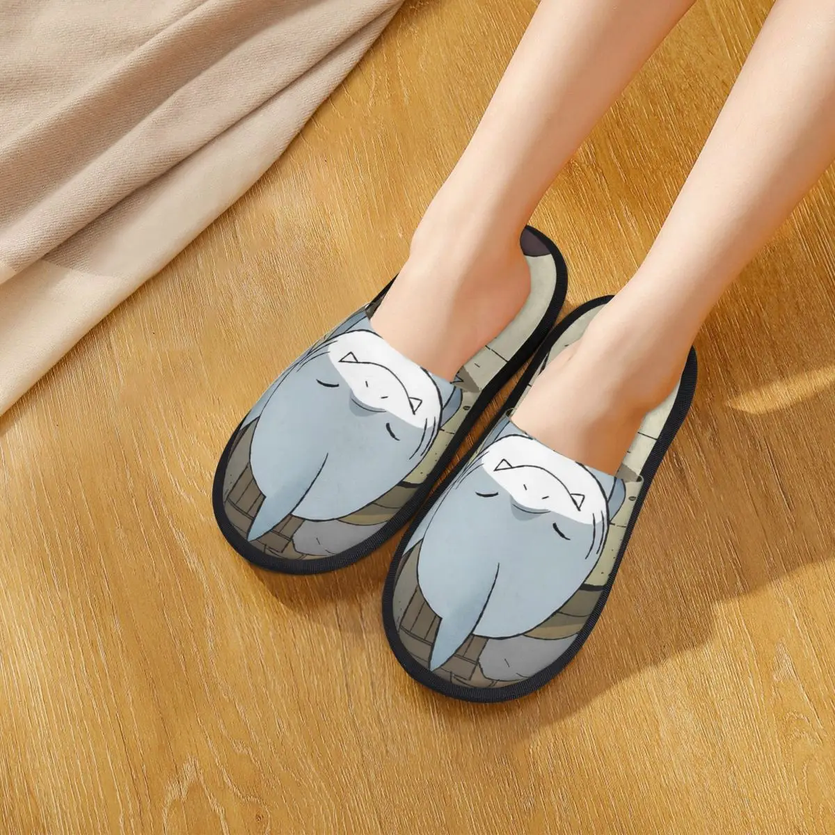 Winter Home Cotton Slippers Cute Jeff The Landshark Merch Household Fur Slippers Slides Living Room Cozy Non-skid Slides 5