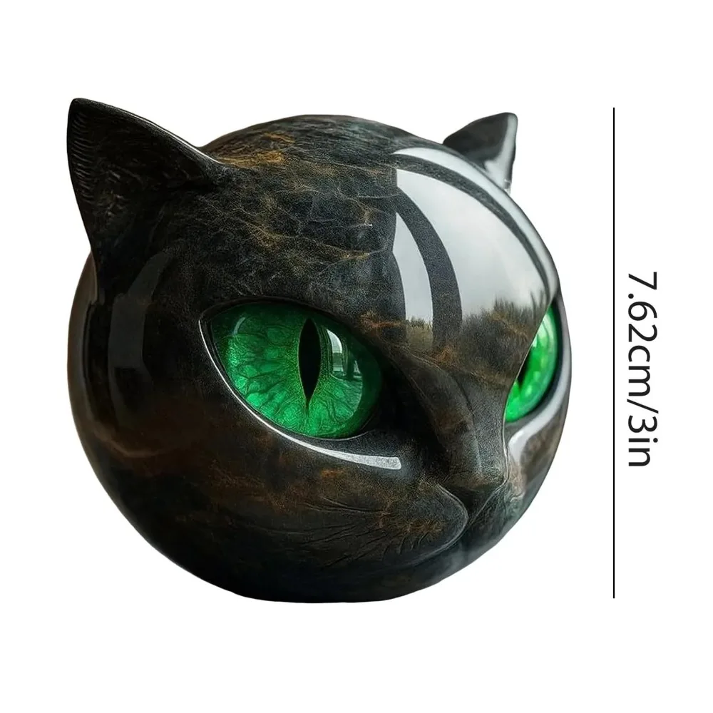 Resin Black Cat Stone Sculpture Hand-Carved Crystal Healing Luxury Black Cat Figurine Healing Stones Elegant Black Cat Figurine