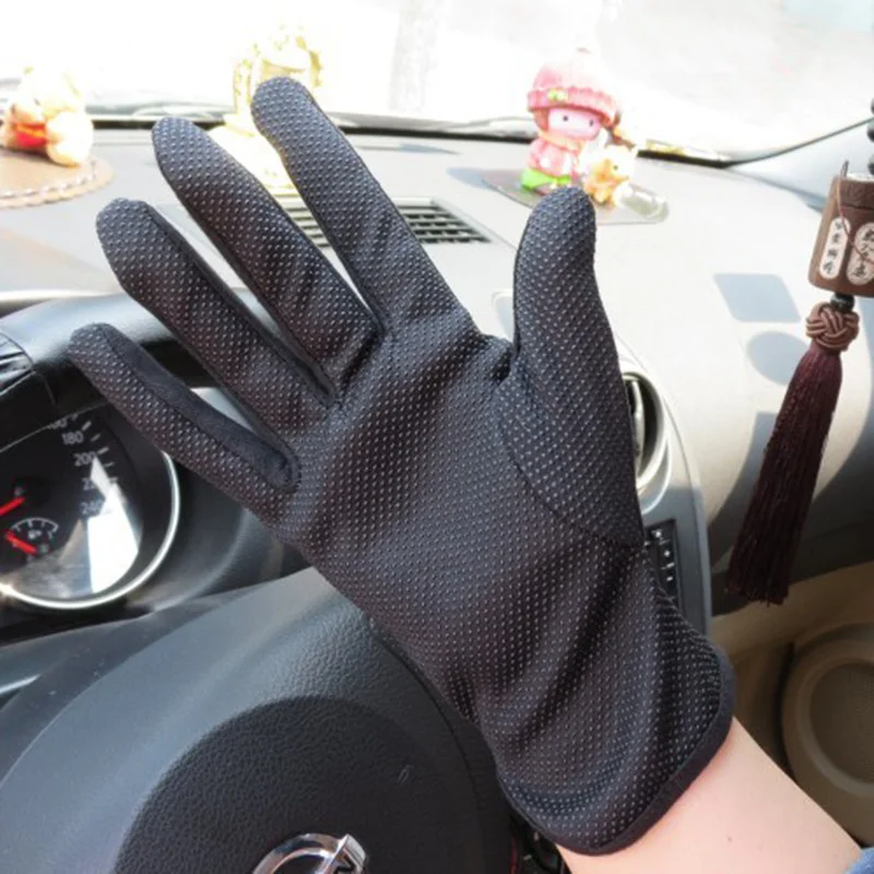 2 Pairs Cotton Gloves Anti Slip Grip Dotted Men Parade Formal Cosplay Party Costume Driving Supplies