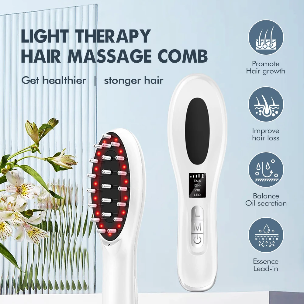 Electric  Scalp Applicator Hair Growth Vibration Massage Comb Liquid Comb  Light Therapy Micro-current Medicine Applicator electric muscle stimulation micro current face slimming v type lift vibration electric color light v face instrument