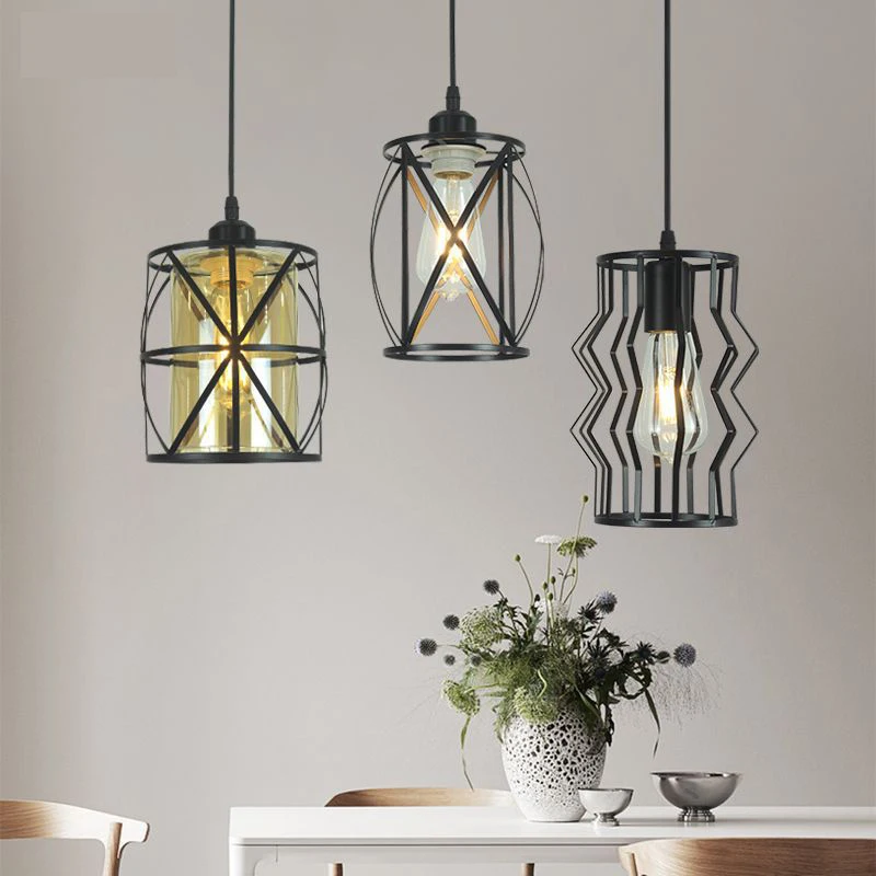 

Pendant Lights for Dining Room Cafe Industrial Chandelier E27 Ceiling Light Bar Kitchen Lamp Hanging Fixture Ring Indoor