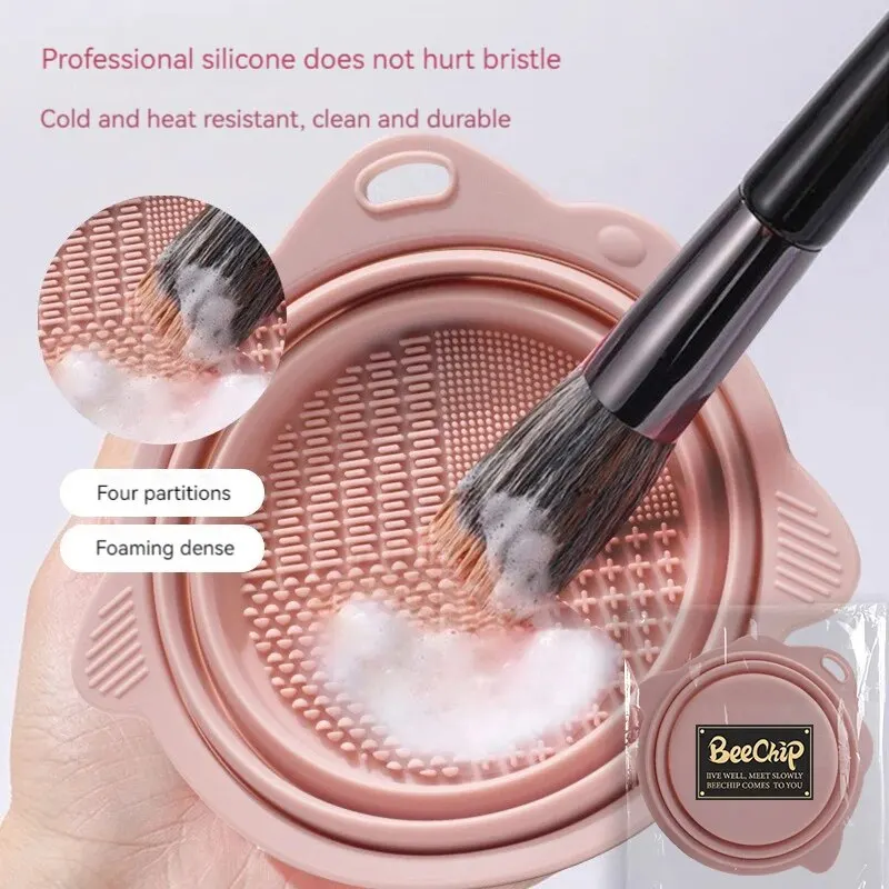 Makeup Brush Cleaner Cleaning Bowl Brush Tool Set Wet & Dry Powder Puff Dry Cleaner