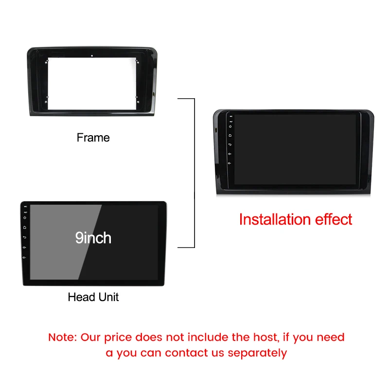 9inch Android Car Radio Fascia Adapter For Mercedes Benz ML GL ML350 GL320 X164 2005-2009 Headunit Frame Harness Dash Fitting