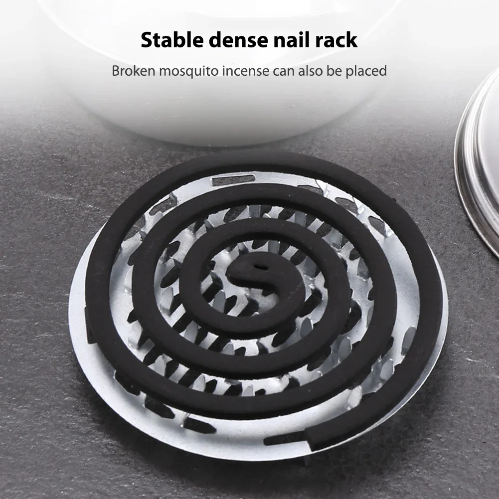 10-1pc Stainless Steel Mosquito Spiral Holder Box with Lid Fireproof Mosquito Coil Burner Safe Windproof Mosquito Repellent Tray
