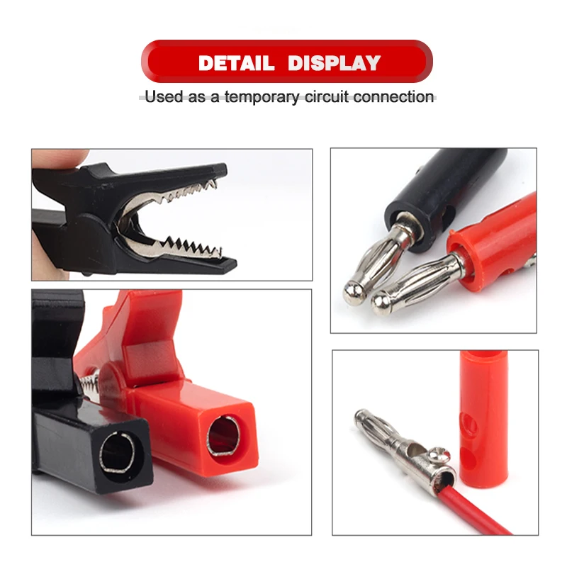 Test Probes 4Pcs/Set Alligator Clip Banana Plug 4mm Cable Clips For Multimeter
