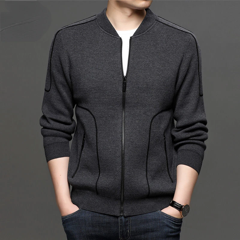 

2022 Autumn New Men's Korean High Quality Fashion Knitted Cardigan Men's Casual Slim Pure Color Sweater Cardigan Coats Male H121