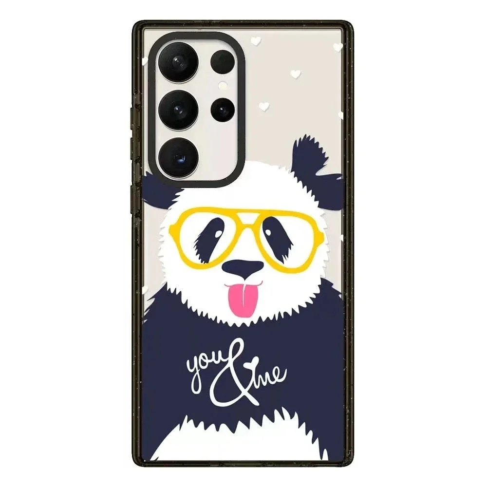 

Panda Acrylic Black Border Case for Samsung Galaxy S22 S23 S24 Ultra S22+ S23+ S24 Plus Cover Protective Case