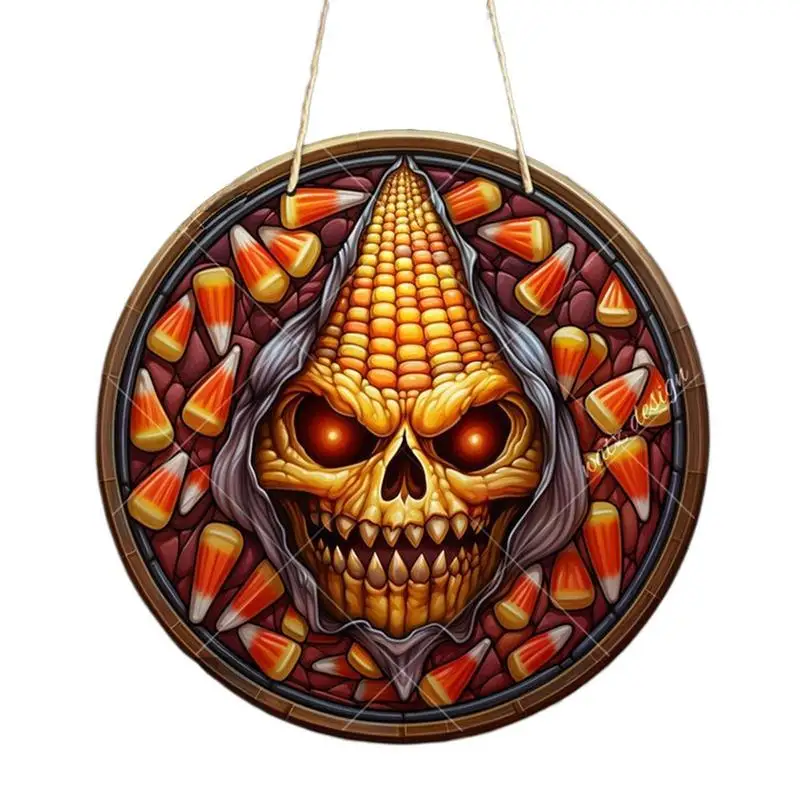 

Spooky Door Sign Colorful Halloween Round Signs Hanger For Wall Party Favor Halloween Decorations For Porch Pub Yard Front Door