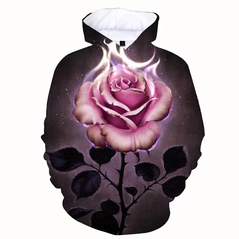 

3d Print Art Rose Flower Hoodie For Men Casual Long Sleeves Sweatshirt Loose Oversized Streetwear Hoodies Tops Autumn Clothes