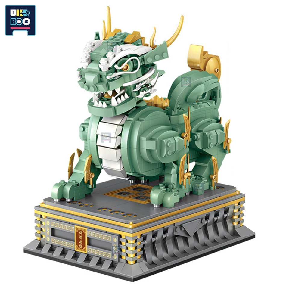 

UKBOO MOC 1434pcs Chinese Kylin Mirco Building Blocks Traditional Ninja Model Mini Brick City Construction Toy for Children Gift