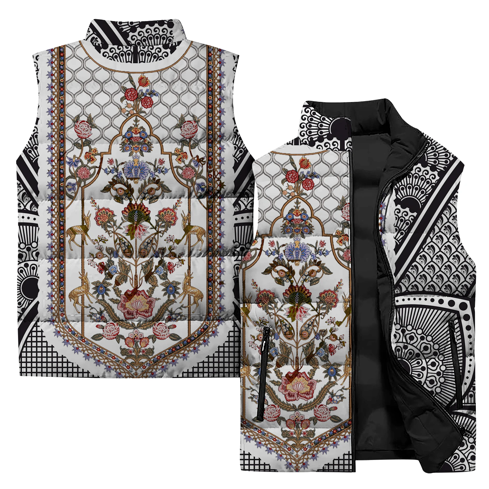 thumbnail image 1 of Chaqueta sin mangas de invierno para hombre con estampado 3D de calavera de la muerte, chaleco de hombre duradero y vanguardista, ropa de trabajo cálida para exteriores de estilo oscuro, 1 of 5