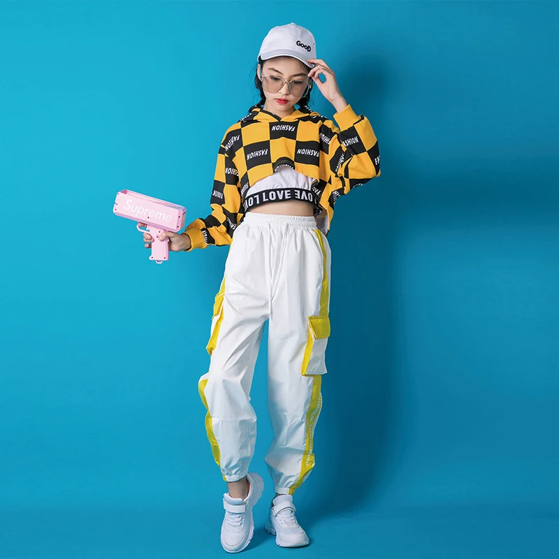 

Kids Girls Hip Hop Jazz Street Dance Clothes Hoodie Crop Top Sports Joggers Pants Costume Stage Performance Wear