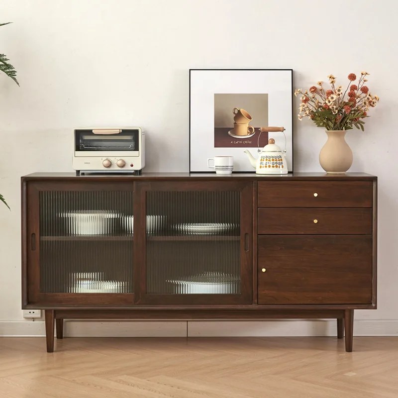Japanese Wabi-Sabi Style Sideboard Cherry Wood Storage Cabinet Solid Wood Kitchen Cupboard Wall-Mounted Furniture Cajonera FYSD