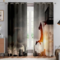 Basketball Sports 3d Printing Curtains Boys And Girls Room Dormitory Decoration Creative Curtains Can Be Customized 2 Pieces 2